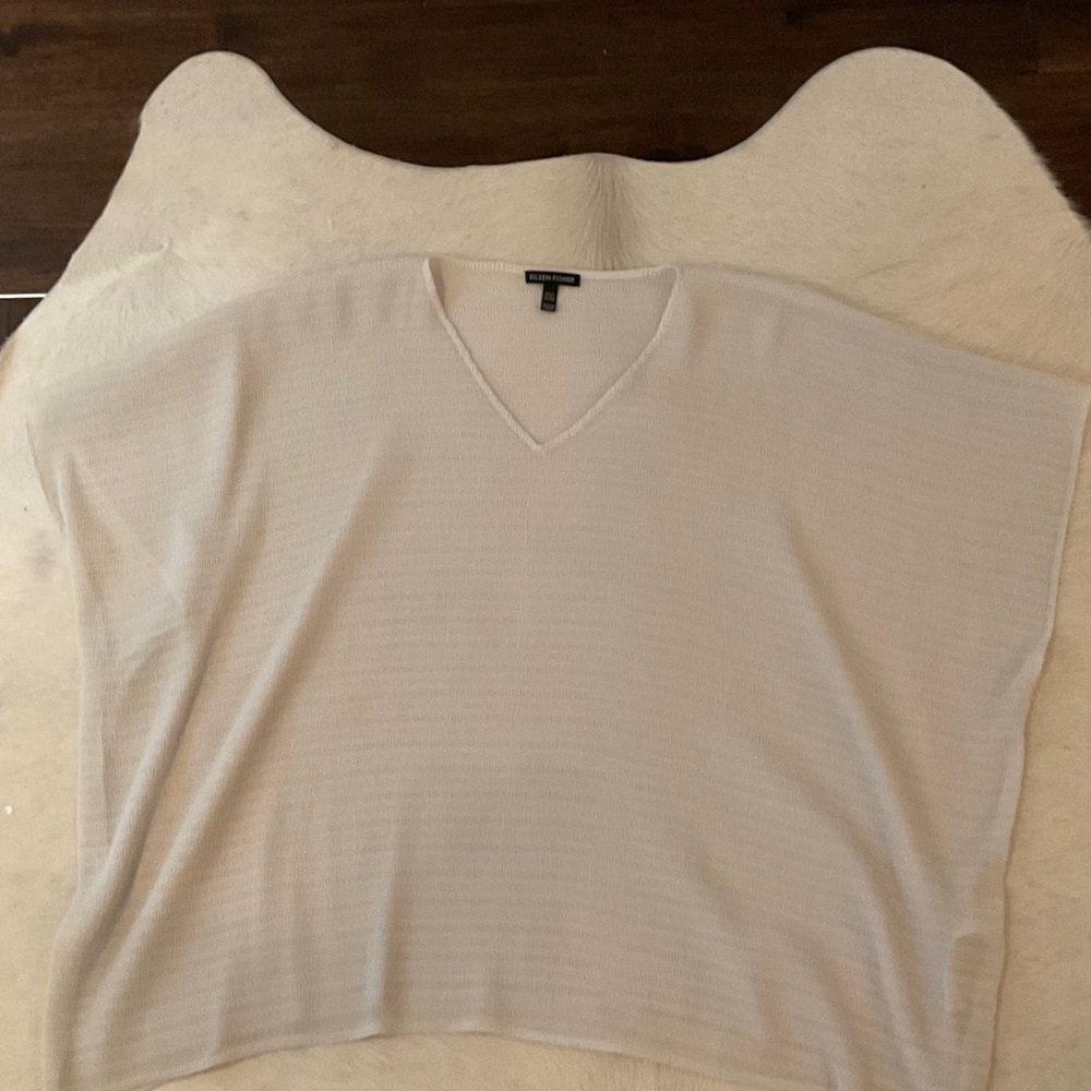 Eileen Fisher Soft Cream V-Neck Poncho